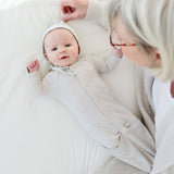 goumikids - Viscose Bamboo + Organic Cotton Convertible Gown- Storm Gray: 3-6M