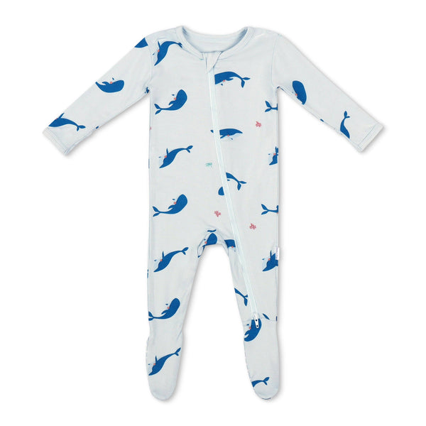 bamboo little - WHALE ZIPPER FOOTIE 12-18 months