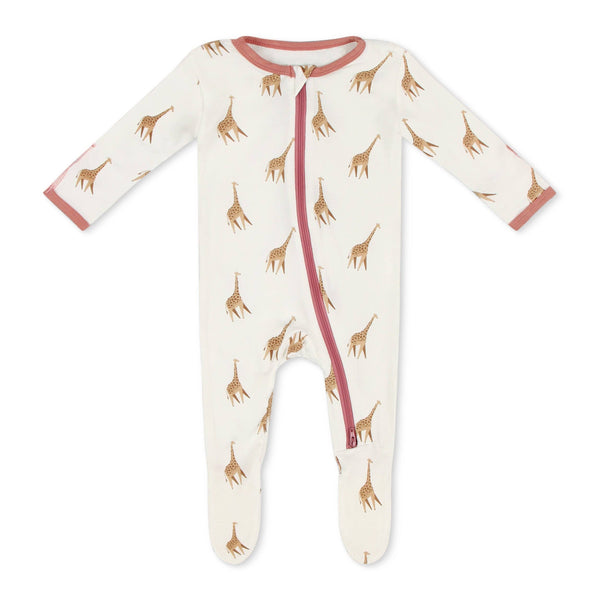 bamboo little - GIRAFFE ZIPPERED FOOTIE 0-3 months
