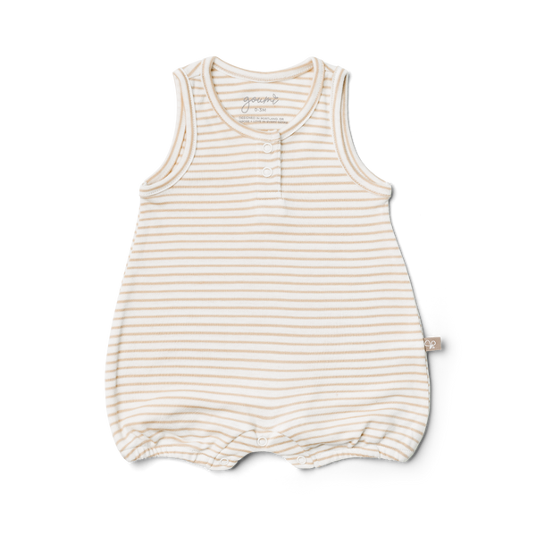 goumikids - Viscose Organic Cotton Romper - Dune Stripe 0-3 months