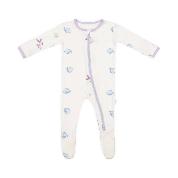 bamboo little - LAVENDER FISH ZIPPERED FOOTIE 0-3 months