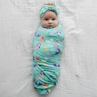 Little Sleepies - Mermaid Magic Bamboo Viscose Swaddle + Headband Set